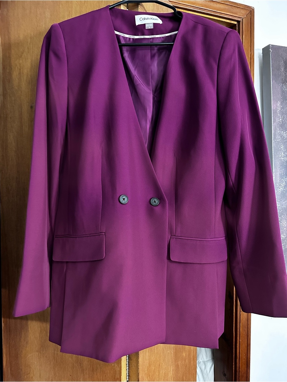Calvin Klein Women's Double-Breasted Plum Blazer